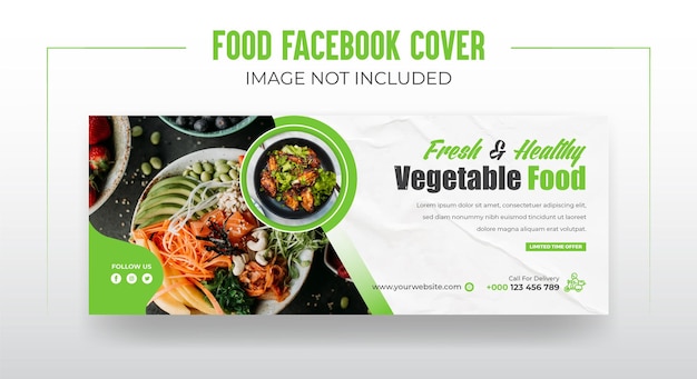 Portada de Facebook del menú de alimentos vegetales naturales saludables o banner de portada de Facebook de las redes sociales chinas.