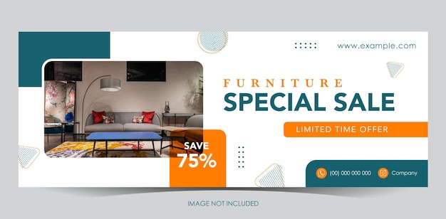 Portada de facebook de muebles y plantilla de banner web