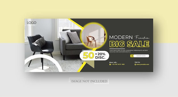 Portada de facebook de muebles y plantilla de banner web