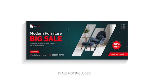 Portada de facebook de muebles y plantilla de diseño de banner web