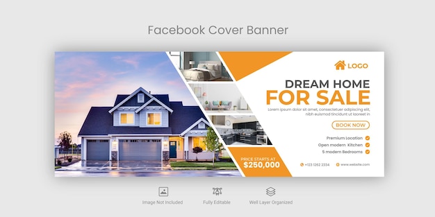 Vector portada de facebook de propiedad inmobiliaria y plantilla de banner web