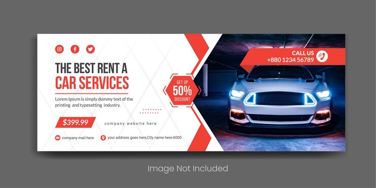 Vector portada de facebook de rent a car