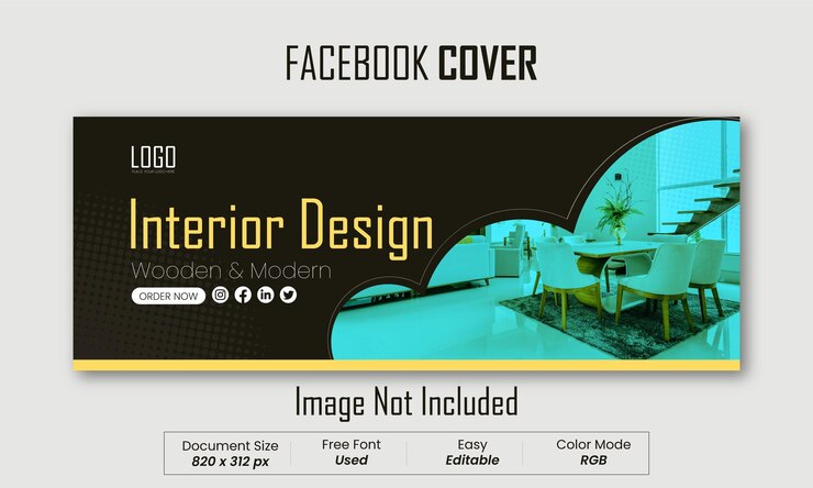 Portada de Facebook de vector libre para venta de diseño de interiores y plantilla de banner de interior