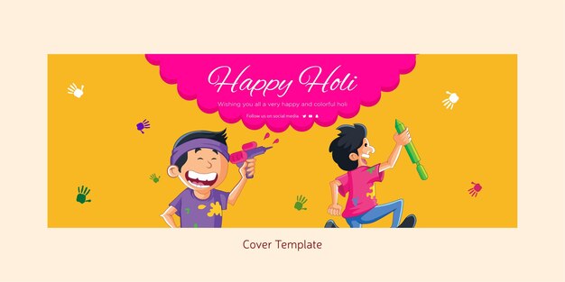 Portada del festival indio happy holi festival of colors template