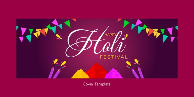 Portada del festival indio happy Holi festival of colors template