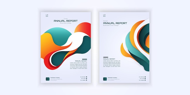 portada de informe de negocios diseño ondulado fondo diseño simple con colores atractivos