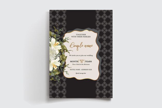 una portada de libro en blanco y negro con un diseño floral en ella