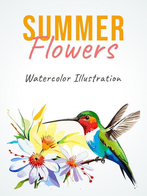 Una portada de libro para ilustración de acuarela de flores de verano