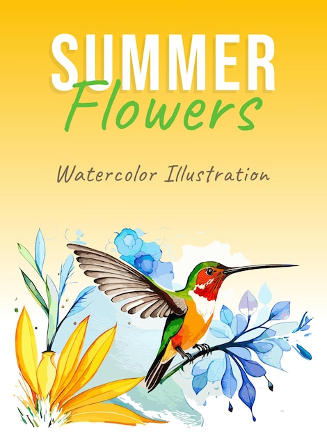 Una portada de libro para ilustración de acuarela de flores de verano