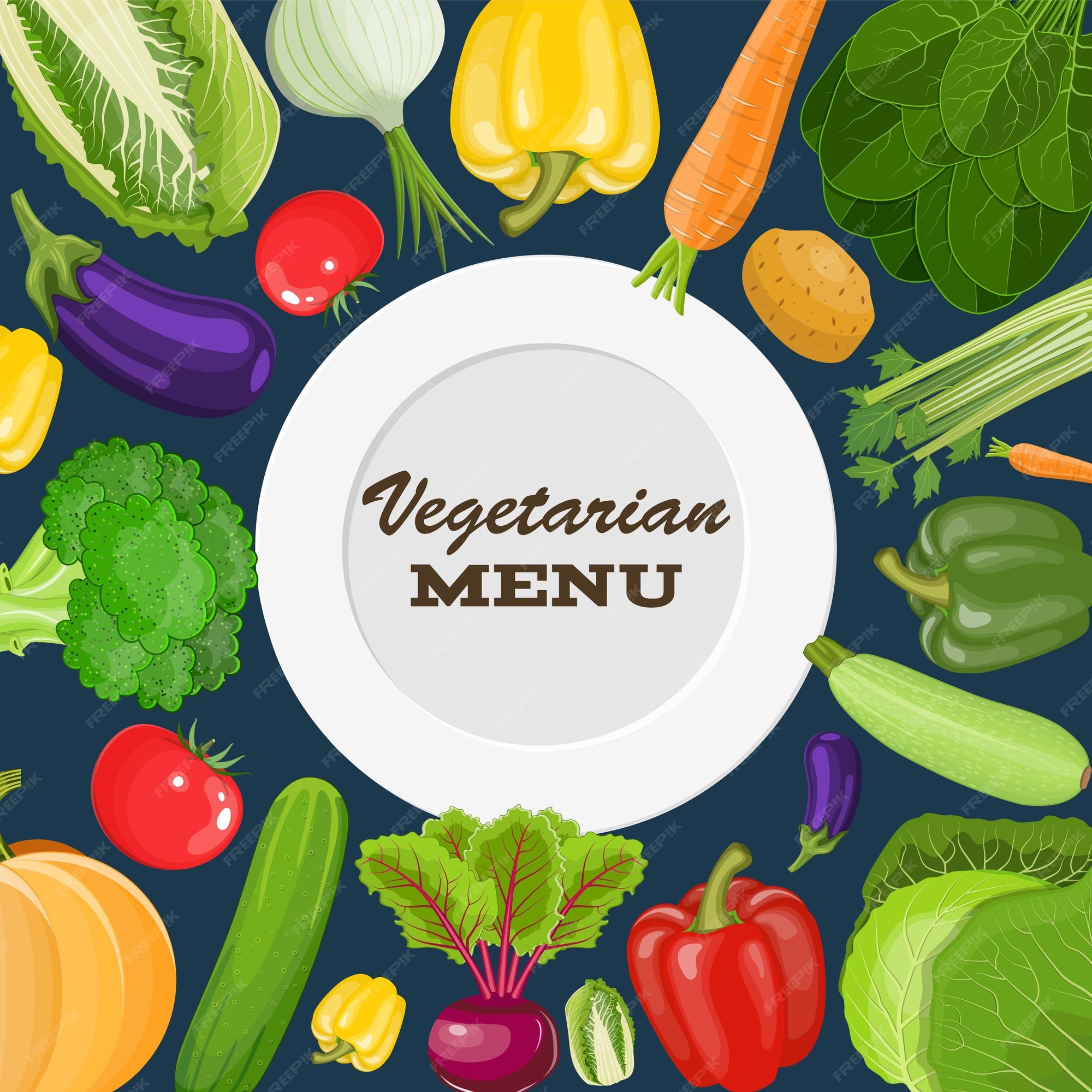 Portada del menú vegetariano. dieta y nutrición. ilustración de vector de  estilo plano. | Vector Premium