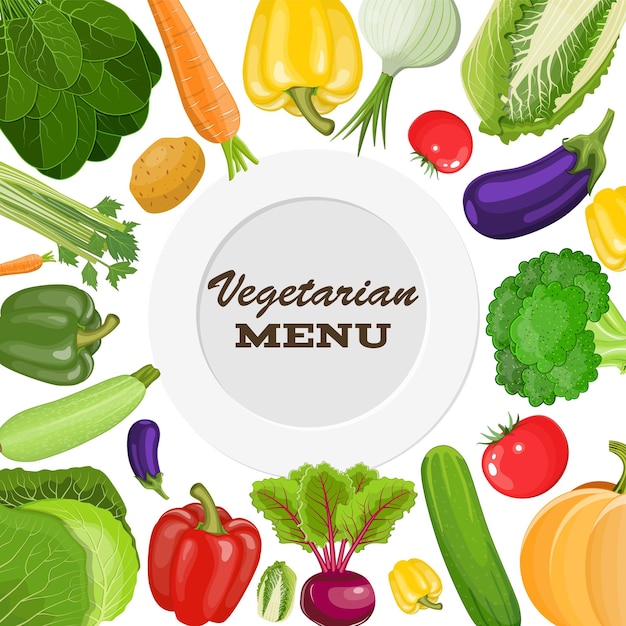 Vector portada del menú vegetariano