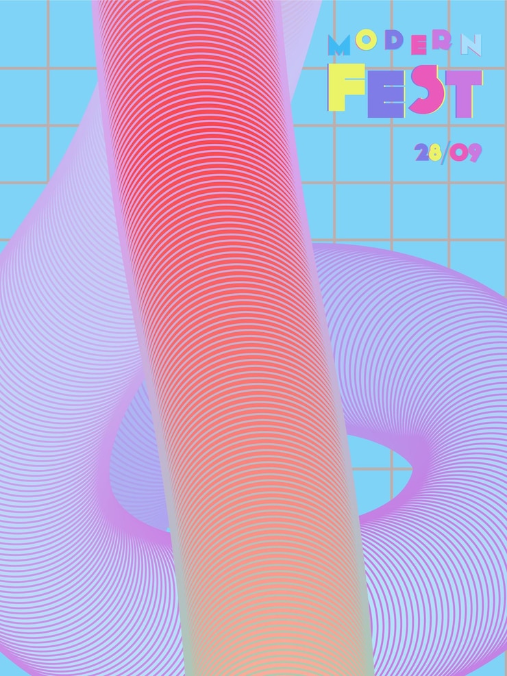 Vector portada musical en colores azul, violeta, rosa y verde. folleto de concierto de rock. folleto de tecnología mínima. diseño degradado. cubierta de audio geométrica. anuncios de fiestas en los medios. plantilla de onda vintage.