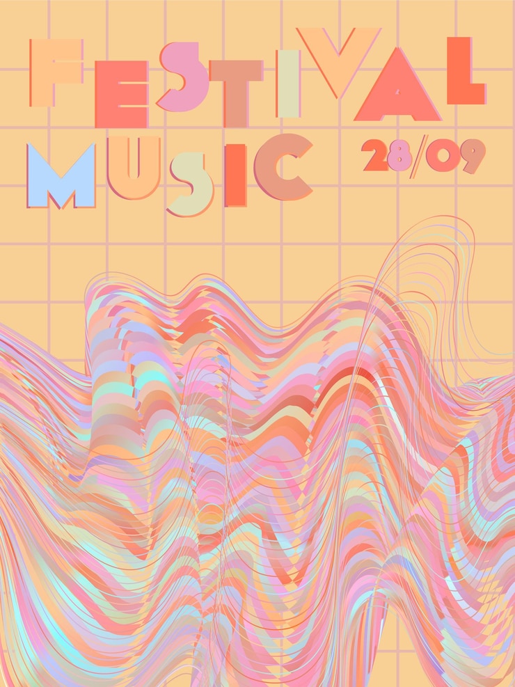Vector portada musical en colores azul, violeta, rosa y verde. folleto de conciertos de radio. folleto de línea mínima. diseño degradado. cubierta de audio con vibración. publicidad creativa para fiestas. plantilla de onda vintage.