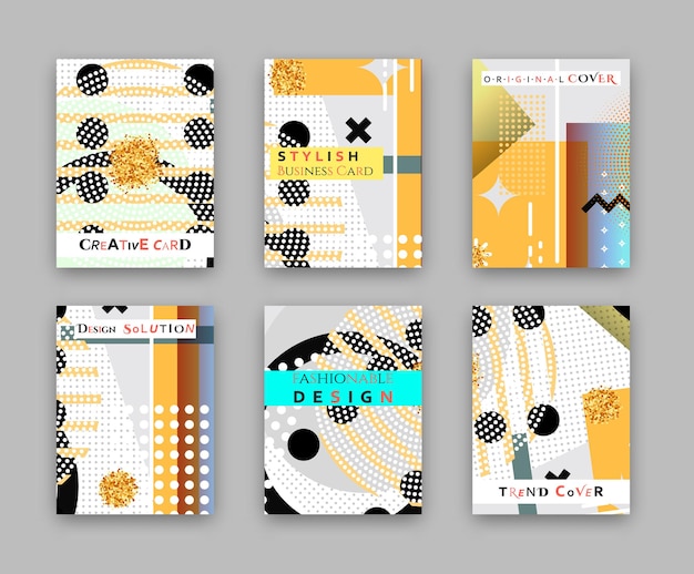 Portada original de moda. Tarjeta de visita con estilo. Solución brillante de plantilla de diseño, superficie de marco creativo. Composición abstracta, textura de error, folleto de colección 6 hojas, construcción de piezas de elementos