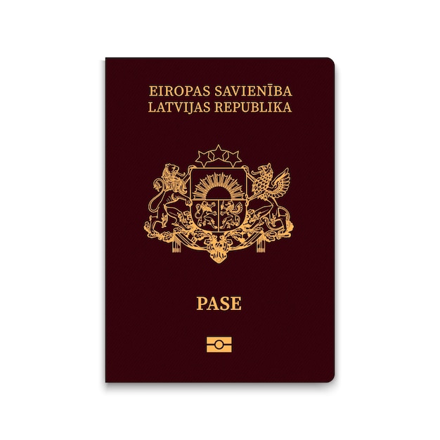 Portada del pasaporte de Letonia