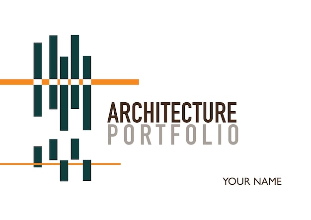 Portada del portafolio de arquitectura con tiras rectangulares simples y plantilla de nombre