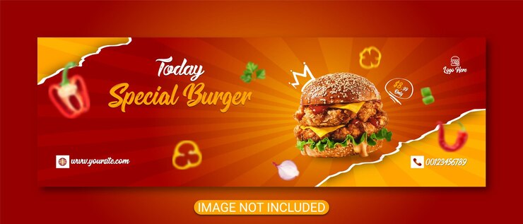 Vector portada de promoción de alimentos en redes sociales o diseño de banner de publicación en redes sociales vector premium