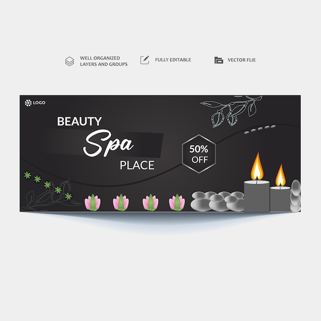 portada de las redes sociales banner para belleza spa centro de clínica de piel productos cosméticos