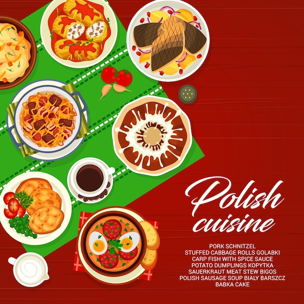 Portada de vector de comida de menú de cocina polaca