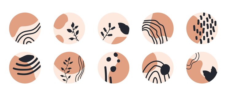 Las portadas de Instagram están llenas de hermosos aspectos destacados, diseños modernos con dibujos orgánicos dibujados a mano.