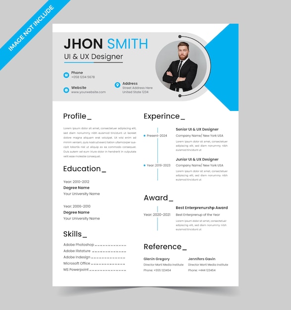 Portafolio de currículum limpio y moderno o plantilla de cv