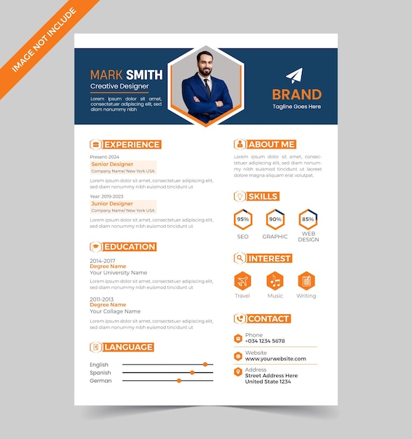 Portafolio de currículum limpio y moderno o plantilla de cv