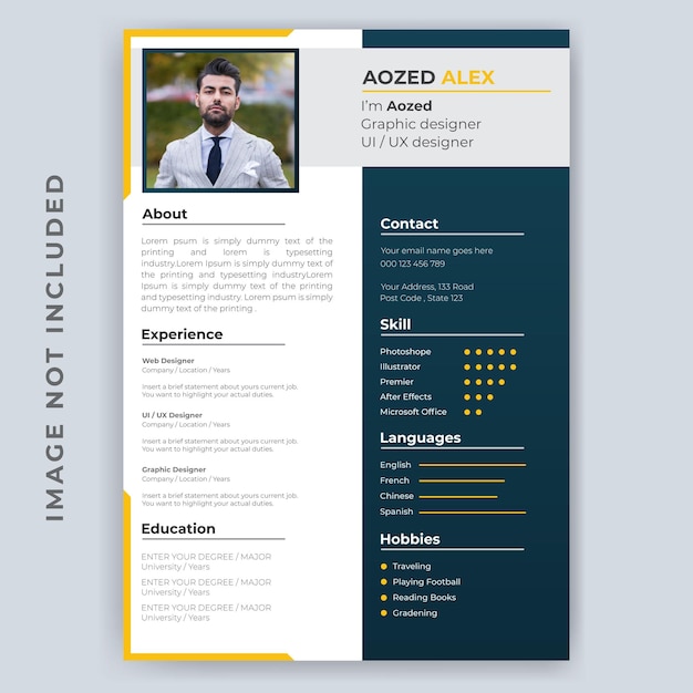 Portafolio de currículum limpio y moderno o plantilla de cv