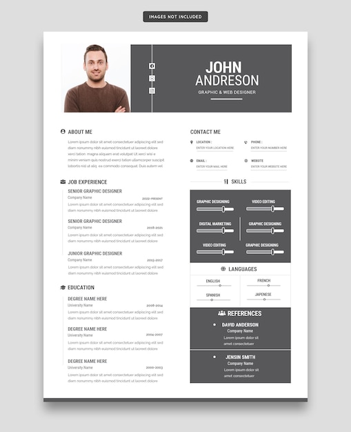 Portafolio de currículum limpio y moderno o plantilla de cv