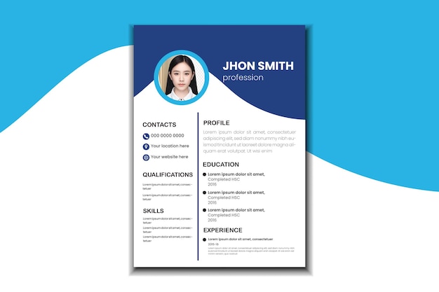 Portafolio de currículum limpio y moderno o plantilla de cv