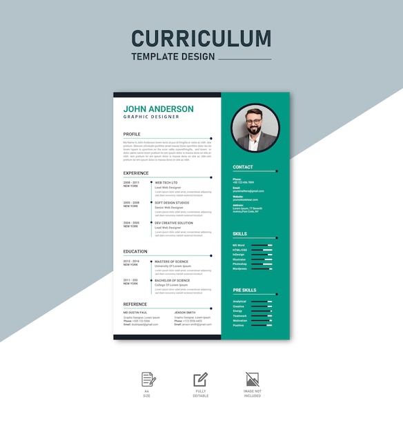portafolio de currículum vitae moderno o plantilla de cv