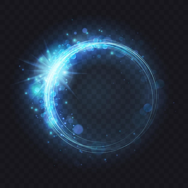 Portal de anillo de chispa luminoso de neón azul