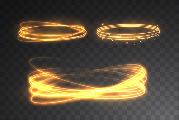 Portal de fantasía mágica Marco de luz redondo Efecto de luz de teletransporte futurista Luz amarilla