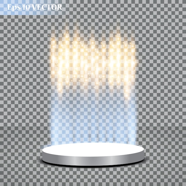 Portal de fantasía mágica Teletransporte futurista Efecto de luz Velas azules rayos de una escena nocturna con chispas sobre un fondo transparente Efecto de luz vacía del podio Pista de baile de la discoteca