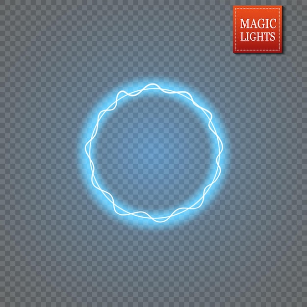Portal de fantasía mágica Teletransporte futurista Efecto de luz Velas azules rayos de una escena nocturna con chispas sobre un fondo transparente Efecto de luz vacía del podio Pista de baile de la discoteca