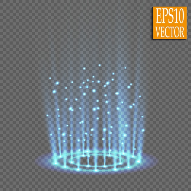Portal de fantasía mágica. Teletransporte futurista. Efecto de luz.