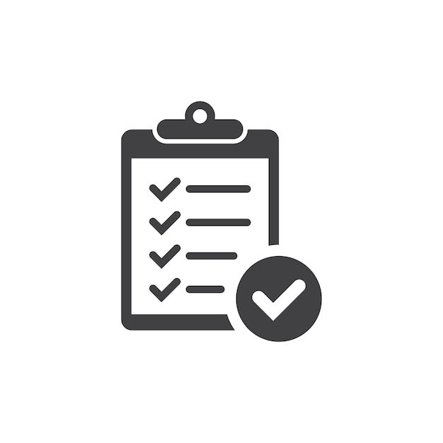 Portapapeles con icono de lista de verificación en estilo plano Planificación y organización del trabajo ilustración vectorial sobre fondo aislado Documento firmar concepto de negocio