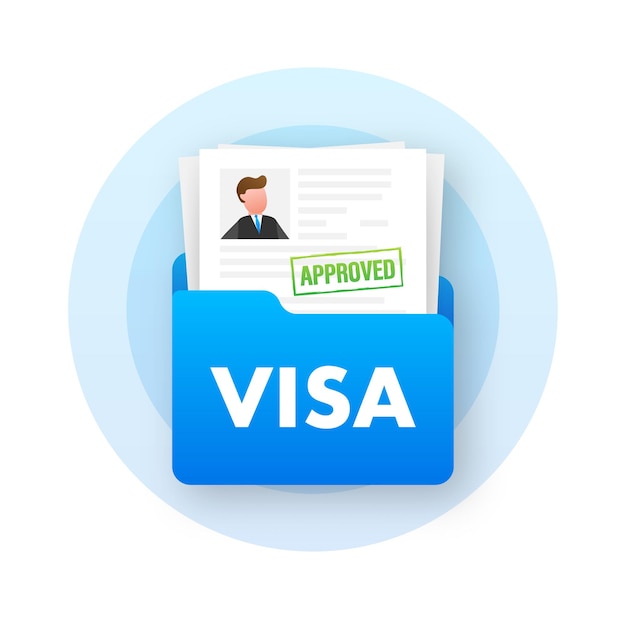 Vector portapapeles con solicitud de visa aprobación de viaje visa de inmigración ilustración de stock vectorial