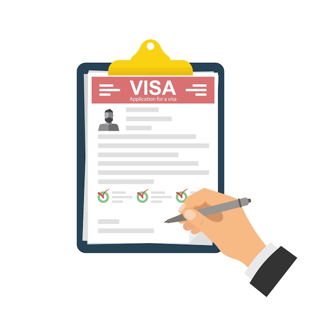 Portapapeles con solicitud de visa