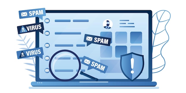 portátil con correo electrónico Envío de publicidad phishing difusión de malware mensaje de spam no solicitado irrelevante
