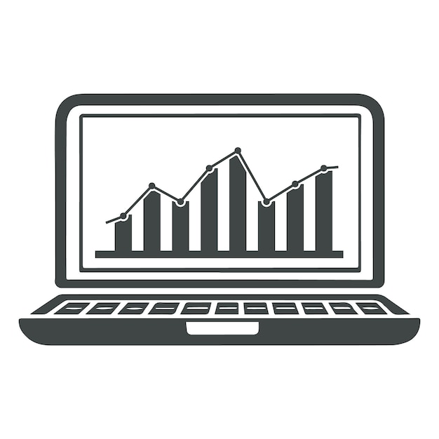 Portátil con gráfico de crecimiento