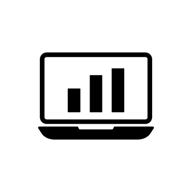 Portátil con gráfico en la pantalla