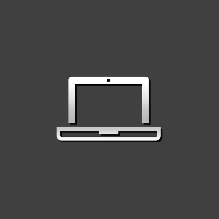Vector portátil con icono de marca de comprobación en estilo de color gris metálico seguridad informática