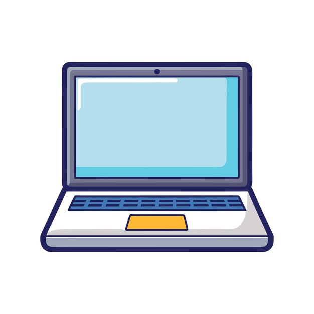 Portátil con ilustración vectorial de pantalla en blanco