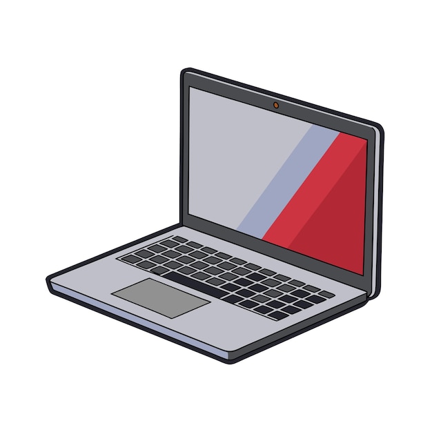 Portátil con ilustración vectorial de pantalla en blanco