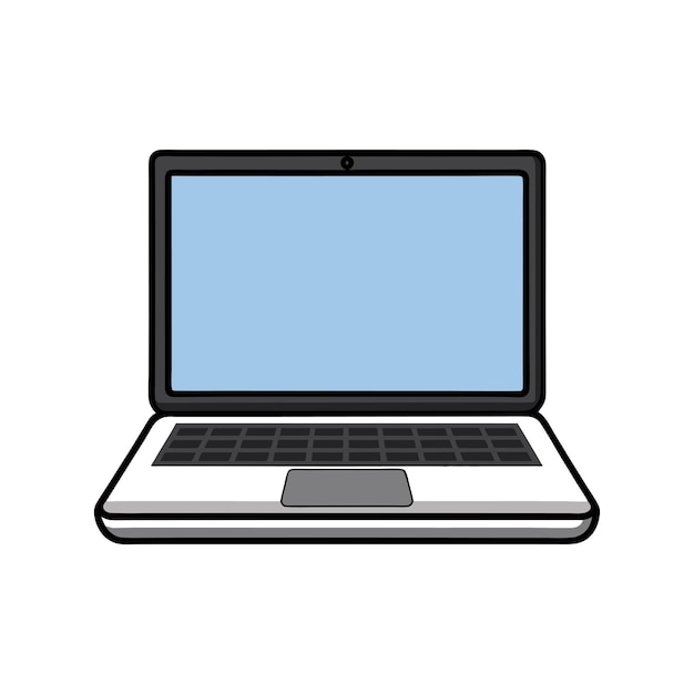 Portátil con ilustración vectorial de pantalla en blanco