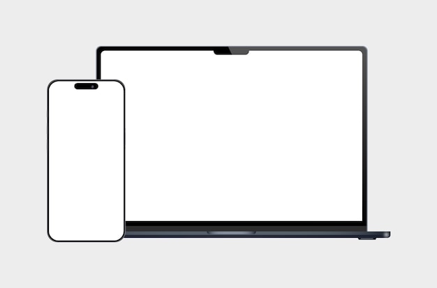 Un portátil y un móvil con una pantalla en blanco que dice que la pantalla es blanca