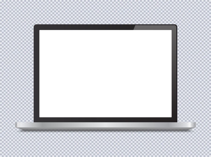 Vector portátil realista inclinado 90 grados aislado sobre fondo transparente ilustración vectorial