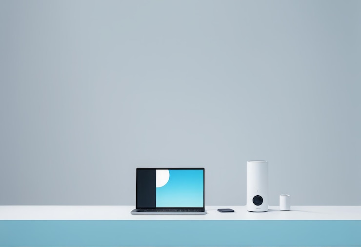 Vector portátil con teléfono inteligente y computadora portátil con smartphone y computadora 3d render moderno laptop