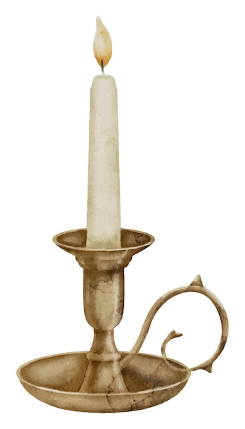 Vector portavelas sobre fondo blanco aislado ilustración acuarela de candelabro vintage imágenes prediseñadas dibujadas a mano de candelabro antiguo para tarjetas e impresiones dibujo de lámpara antigua con luz de velas