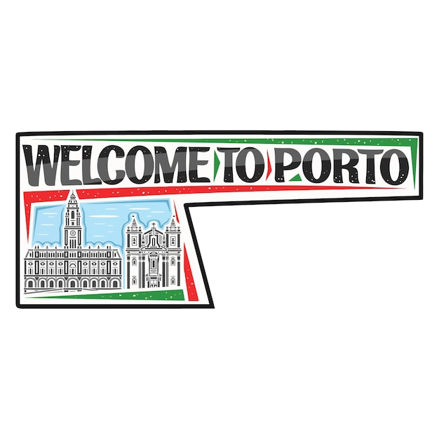 Porto Skyline Landmark Flag Sticker Emblem Badge Travel Souvenir Ilustración